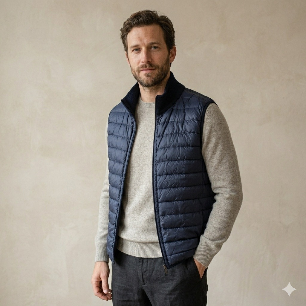 Falconeri Down Vest Men Xxxl Navy Blue Quilted Puffer Lightweight Italian Luxury